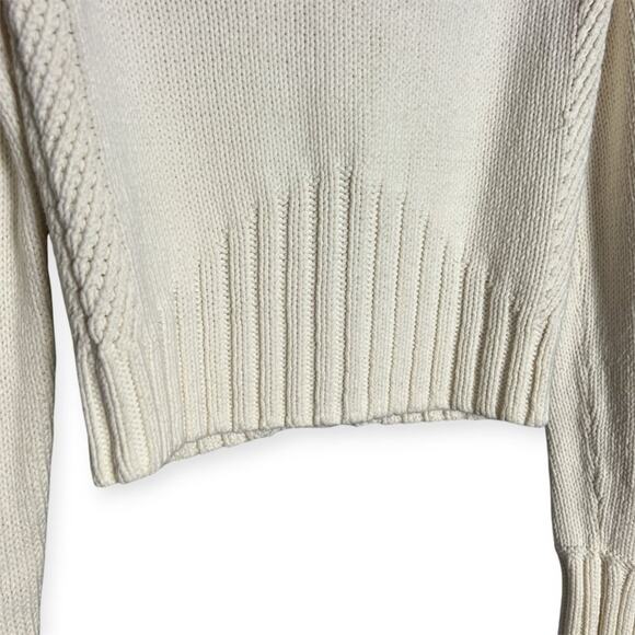 Armani Exchange Large Fold Over Collar Chunky Cardigan SIZE M Beige Sweater HK - Picture 12 of 13